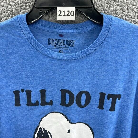 Peanuts Shirt Adult XL Blue Graphic Snoopy ILL DO IT TOMORROW Casual Mens XL - Picture 12 of 12